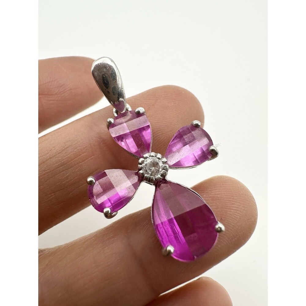 925 Sterling Silver Lab Ruby Cross Pendant